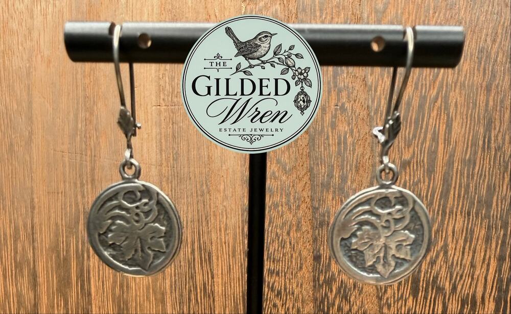 Silpada W1103 Sterling Silver Leaf Vine Coin Dangle Earrings 2004 Retired